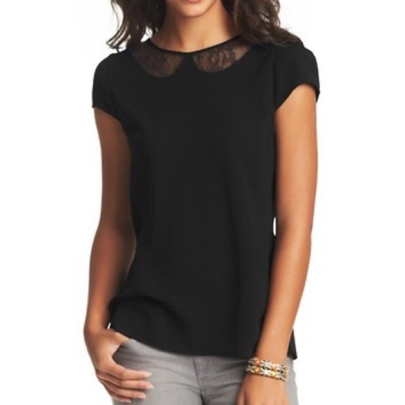 LOFT Black Lace Peter Pan Collar Blouse Size Large - Picture 2 of 11